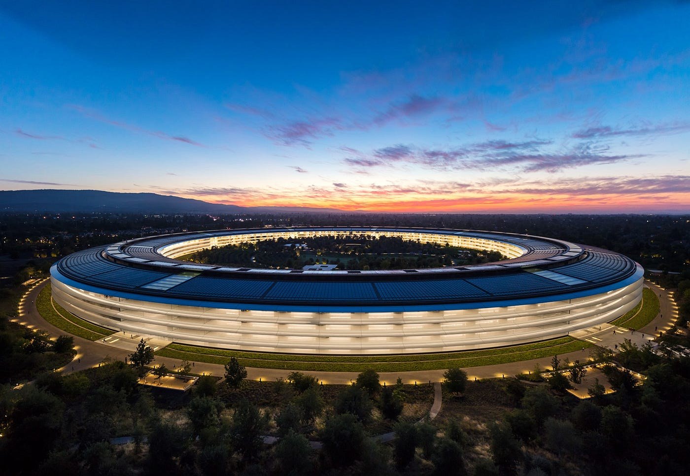 Apple Park at dusk