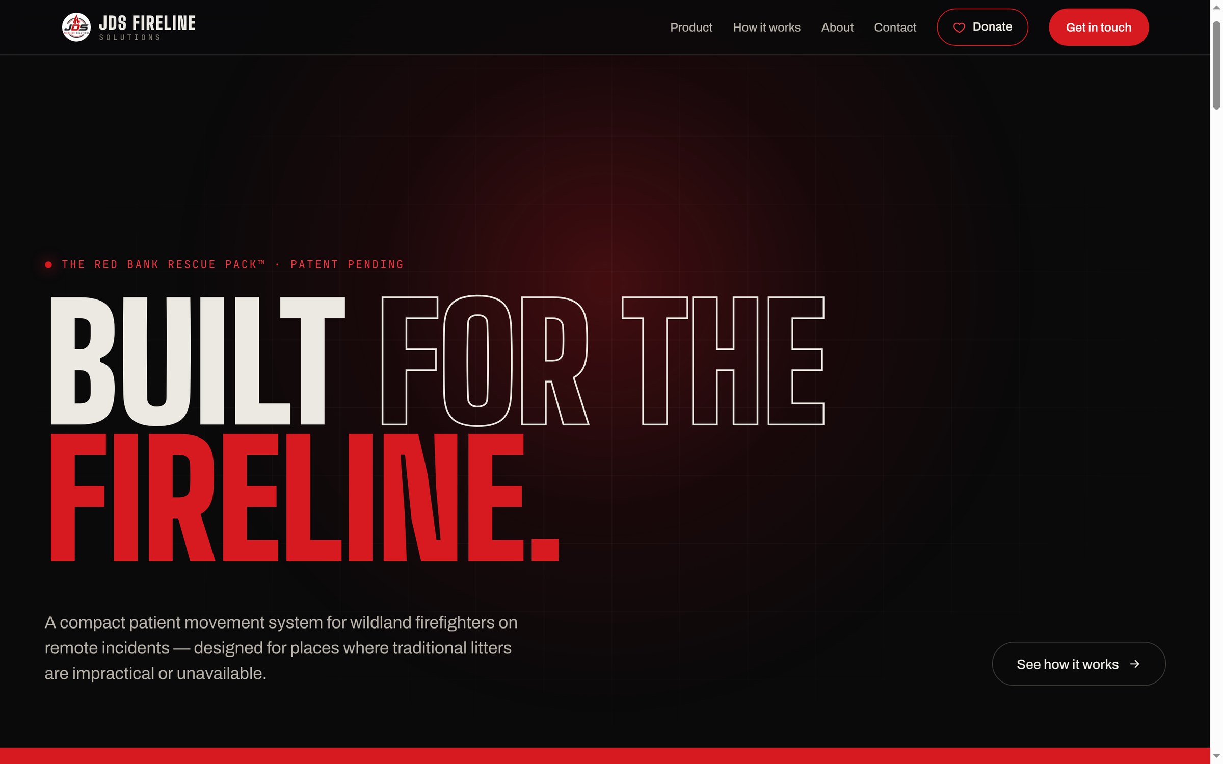 JDS Fireline homepage hero: Built for the fireline